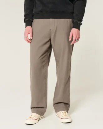 Pantaloni largi cu talie elastică din amestec de in