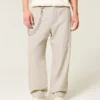 Pantaloni largi cu talie elastică din amestec de in Pantaloni largi cu talie elastică din amestec de in