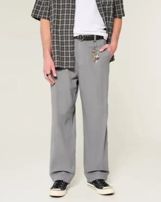 Pantaloni largi cu talie elastică din amestec de in