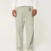 Pantaloni largi cu talie elastică din amestec de in Pantaloni largi cu talie elastică din amestec de in