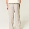 Pantaloni largi cu talie elastică din amestec de in Pantaloni largi cu talie elastică din amestec de in