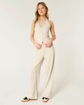 Pantaloni largi cu talie joasă Hollister Livvy