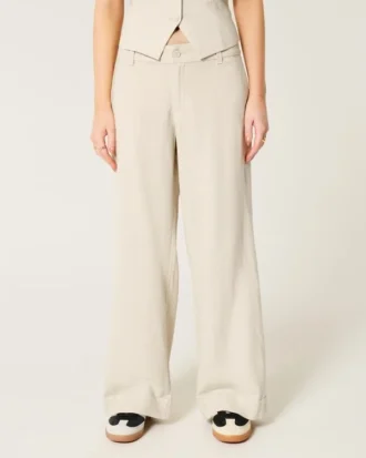 Pantaloni largi cu talie joasă Hollister Livvy
