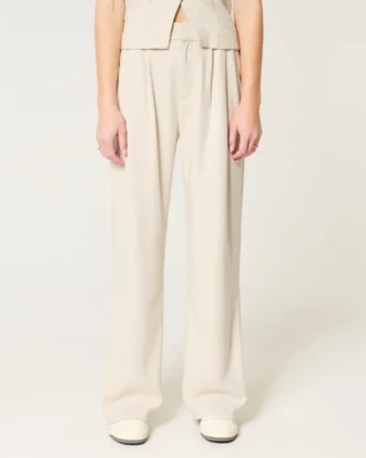 Pantaloni largi cu talie înaltă Hollister Livvy