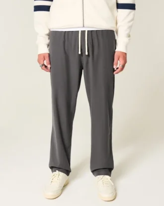 Pantaloni largi din amestec de in