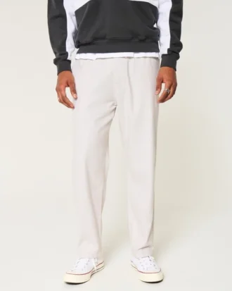 Pantaloni largi din amestec de in