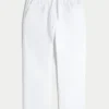 Pantaloni largi din amestec de in, cu elastic în talie Pantaloni largi din amestec de in, cu elastic în talie