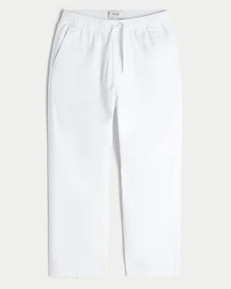 Pantaloni largi din amestec de in, cu elastic în talie