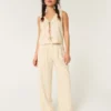 Pantaloni largi din amestec de in, cu talie foarte înaltă, Hollister Livvy Pantaloni largi din amestec de in, cu talie foarte înaltă, Hollister Livvy