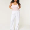 Pantaloni largi din amestec de in, cu talie foarte înaltă, Hollister Livvy Pantaloni largi din amestec de in, cu talie foarte înaltă, Hollister Livvy