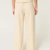 Pantaloni largi din amestec de in, cu talie foarte înaltă, Hollister Livvy Pantaloni largi din amestec de in, cu talie foarte înaltă, Hollister Livvy