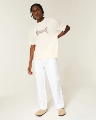 Pantaloni largi din bumbac seersucker