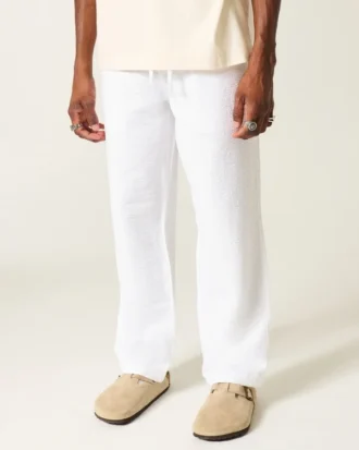 Pantaloni largi din bumbac seersucker