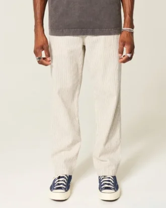 Pantaloni largi din bumbac seersucker