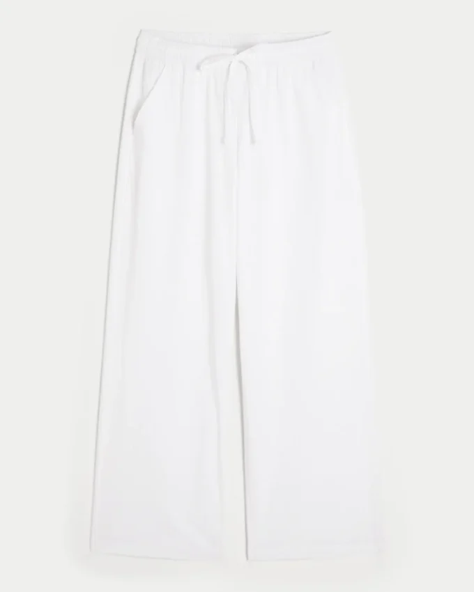 Pantaloni largi din bumbac seersucker Pantaloni largi din bumbac seersucker