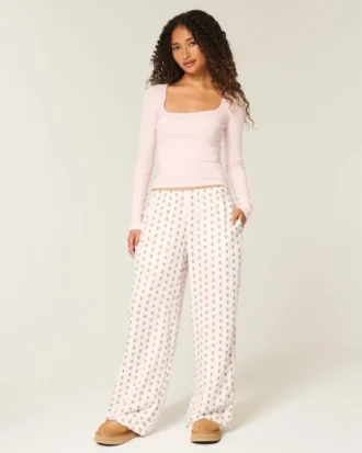 Pantaloni largi din flanelă Pantaloni largi din flanelă