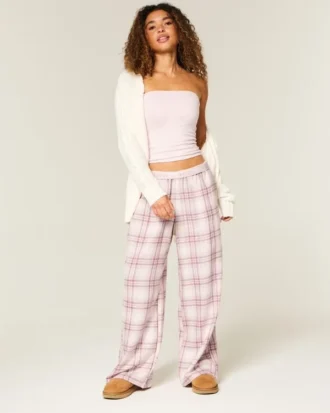Pantaloni largi din flanelă