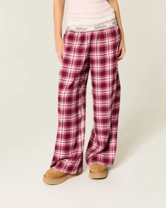Pantaloni largi din flanelă
