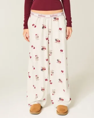 Pantaloni largi din flanelă