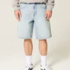 Pantaloni scurți baggy din denim cu imprimeu grafic cu stele Pantaloni scurți baggy din denim cu imprimeu grafic cu stele