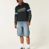 Pantaloni scurți cargo din denim super largi, spălați mediu Pantaloni scurți cargo din denim super largi, spălați mediu