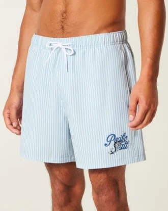 Pantaloni scurți de baie din seersucker până la jumătatea coapsei