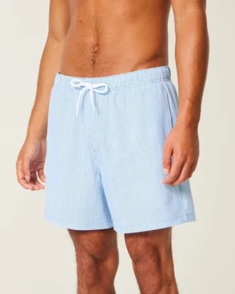 Pantaloni scurți de baie din seersucker până la jumătatea coapsei