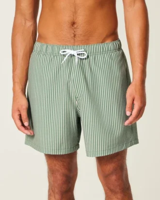 Pantaloni scurți de baie din seersucker până la jumătatea coapsei