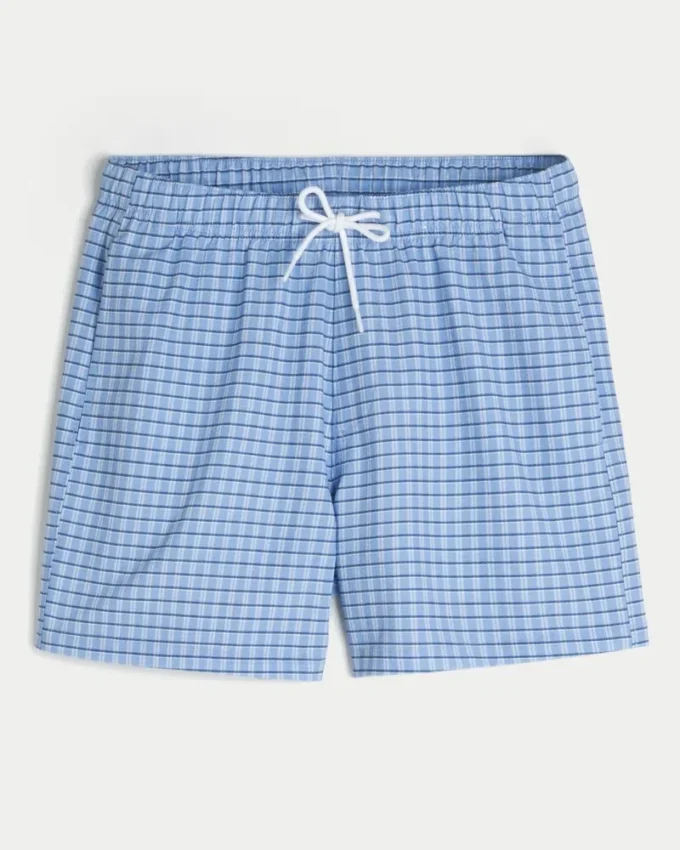 Pantaloni scurți de baie din seersucker până la jumătatea coapsei Pantaloni scurți de baie din seersucker până la jumătatea coapsei