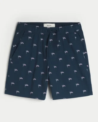 Pantaloni scurți din amestec de in, cu model deasupra genunchiului