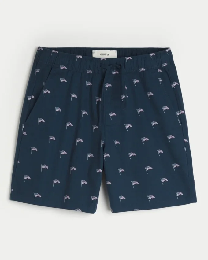 Pantaloni scurți din amestec de in, cu model deasupra genunchiului Pantaloni scurți din amestec de in, cu model deasupra genunchiului