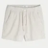 Pantaloni scurți din amestec de in și seersucker, până la jumătatea coapsei Pantaloni scurți din amestec de in și seersucker, până la jumătatea coapsei