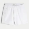 Pantaloni scurți din amestec de in și seersucker, până la jumătatea coapsei Pantaloni scurți din amestec de in și seersucker, până la jumătatea coapsei