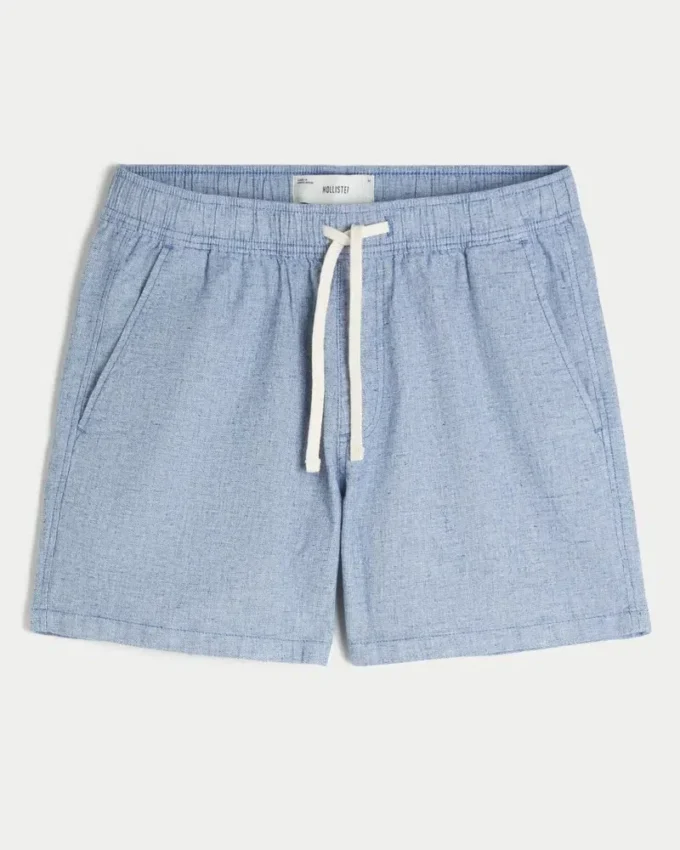 Pantaloni scurți din amestec de in, până la jumătatea coapsei