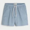 Pantaloni scurți din amestec de in, până la jumătatea coapsei, cu elastic