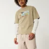 Pantaloni scurți din amestec de in, până la jumătatea coapsei, cu elastic