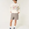 Pantaloni scurți din amestec de in, până la jumătatea coapsei, cu elastic