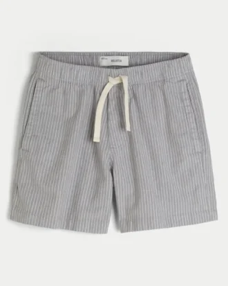 Pantaloni scurți din amestec de in, până la jumătatea coapsei, cu elastic