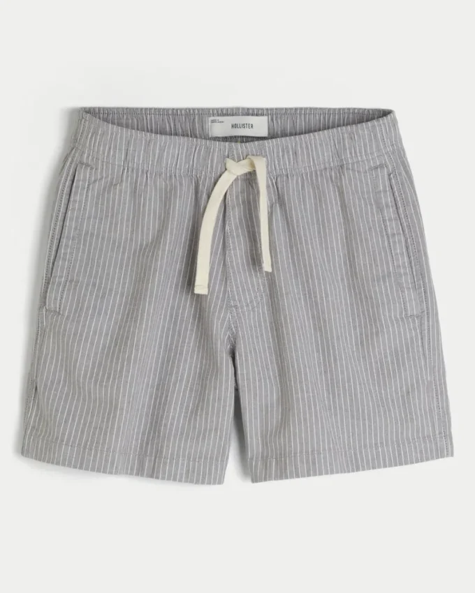 Pantaloni scurți din amestec de in, până la jumătatea coapsei, cu elastic Pantaloni scurți din amestec de in, până la jumătatea coapsei, cu elastic