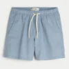 Pantaloni scurți din amestec de in, până la jumătatea coapsei, cu elastic