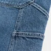 Pantaloni scurți din denim baggy, de culoare medie, pentru pictori Pantaloni scurți din denim baggy, de culoare medie, pentru pictori