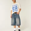 Pantaloni scurți din denim cu spălare medie Pantaloni scurți din denim cu spălare medie