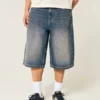 Pantaloni scurți din denim cu spălare medie Pantaloni scurți din denim cu spălare medie