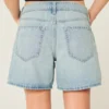 Pantaloni scurți din denim cu talie joasă, spălare deschisă, pliabili, 5″ Pantaloni scurți din denim cu talie joasă, spălare deschisă, pliabili, 5″
