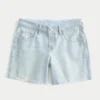 Pantaloni scurți din denim largi, cu talie joasă și spălare deschisă, 5″ Pantaloni scurți din denim largi, cu talie joasă și spălare deschisă, 5″