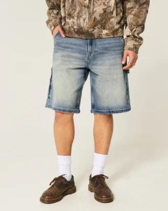 Pantaloni scurți din denim largi, de culoare închisă