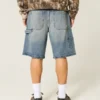 Pantaloni scurți din denim largi, de culoare închisă Pantaloni scurți din denim largi, de culoare închisă