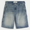 Pantaloni scurți din denim largi, de culoare închisă Pantaloni scurți din denim largi, de culoare închisă