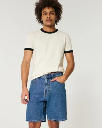 Pantaloni scurți din denim largi, peste genunchi