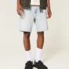 Pantaloni scurți din denim largi, peste genunchi Pantaloni scurți din denim largi, peste genunchi